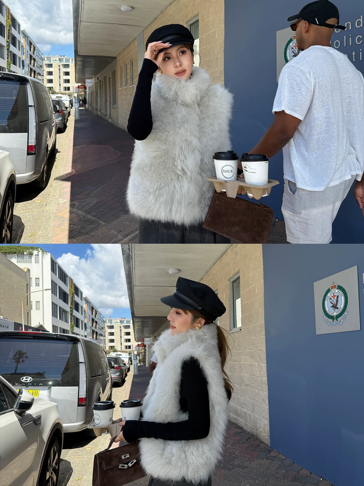 溫暖氣息毛茸茸立領皮草背心外套-S-L / 2色 (Elegant & Love)