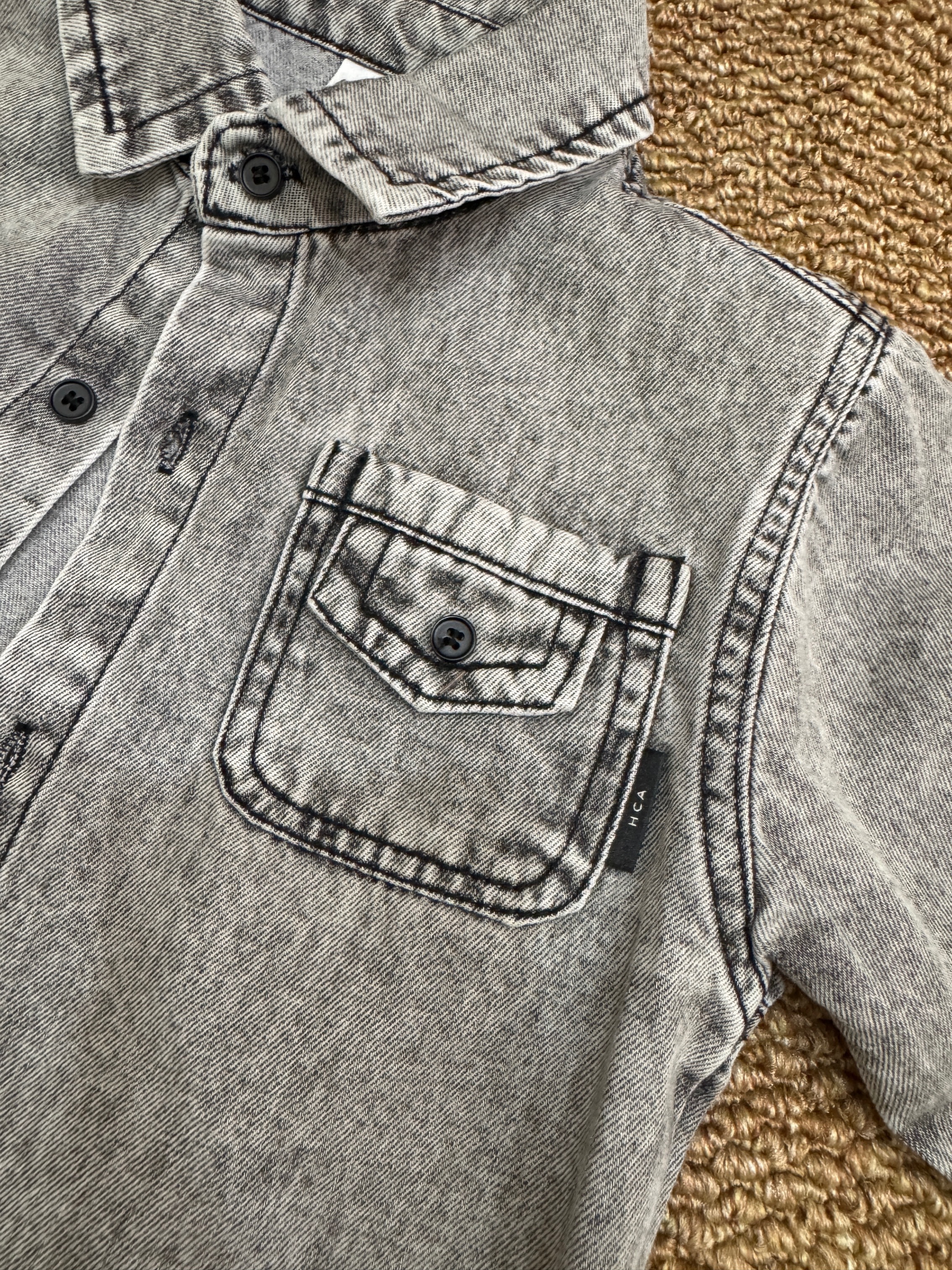 NH6566水洗炭黑牛仔襯衫外套d13