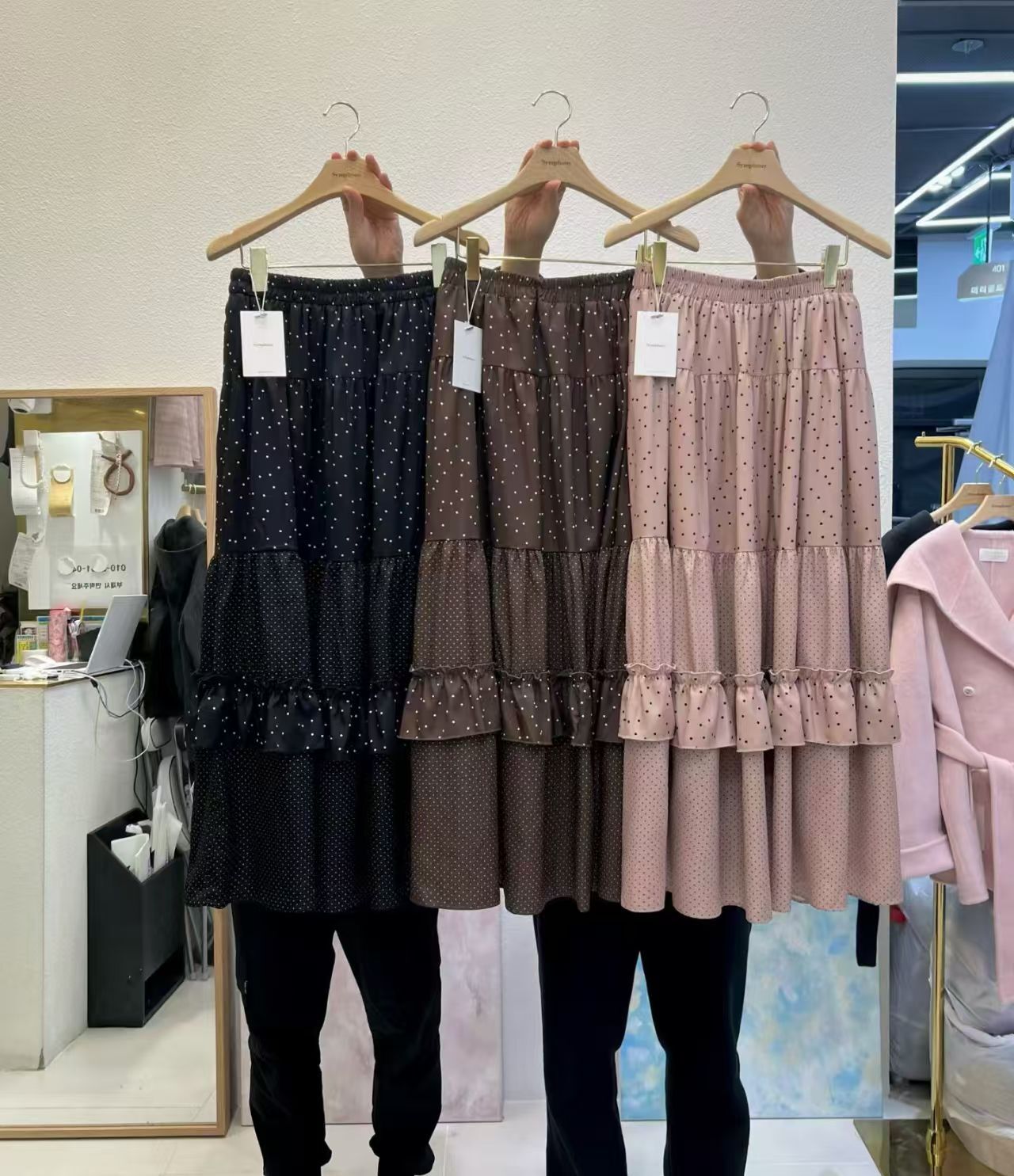 SY5127 全橡筋波點Ruffle蛋糕裙