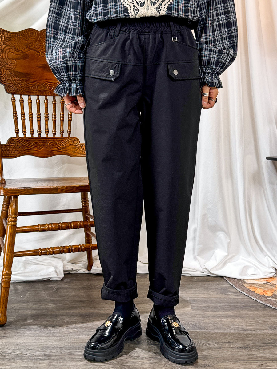 開倉低至半價😱FINALSALE📣  橡根腰．前兩袋．厚風褸料直腳褲【不設退換 】