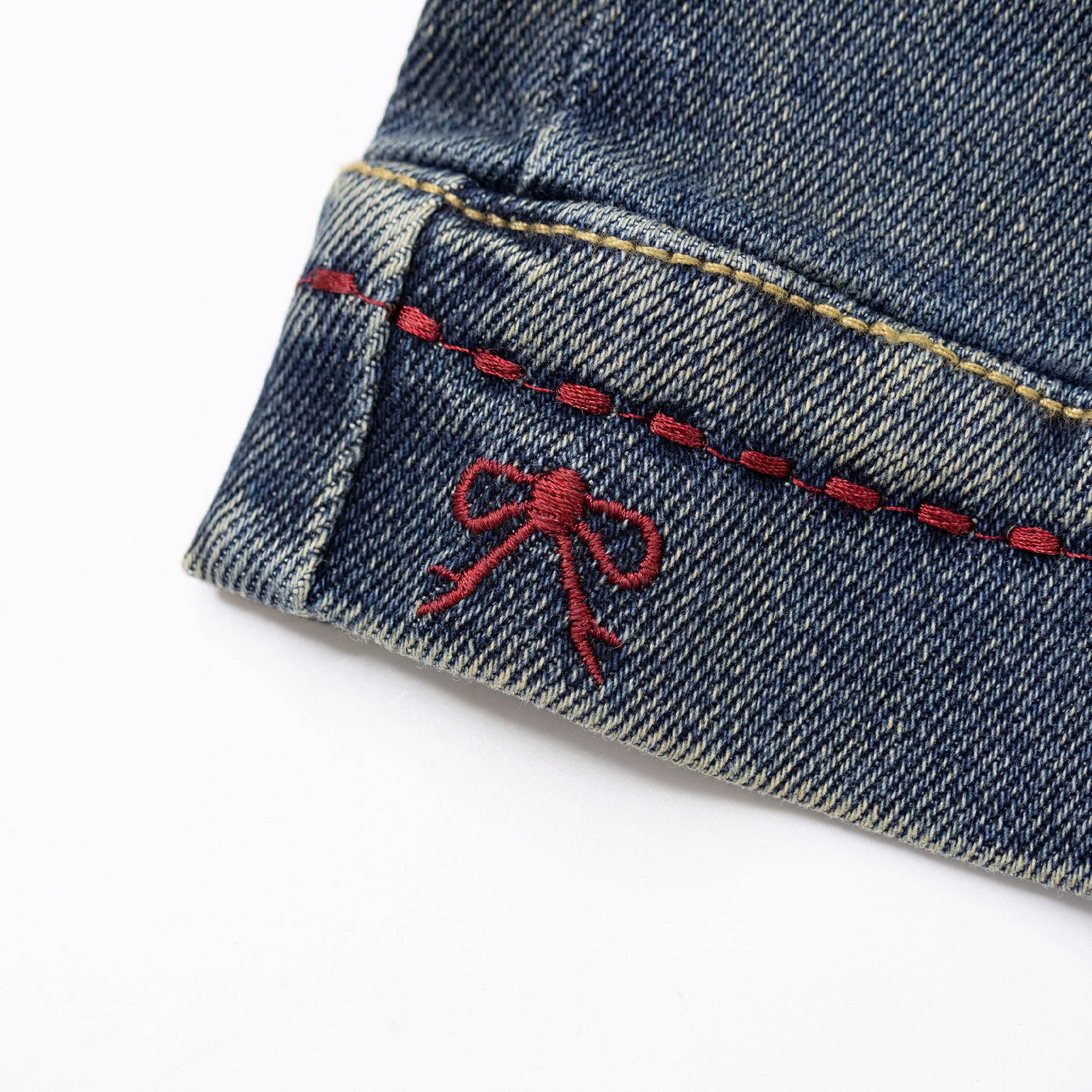 【H55532】典雅紅線蝴蝶結牛仔褲