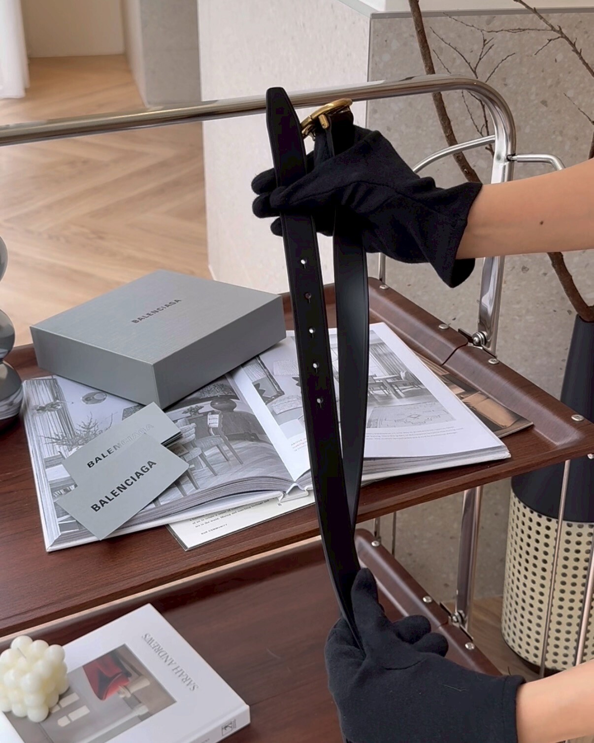 BALENCIAGA｜BB皮帶 2.5公分 黑金