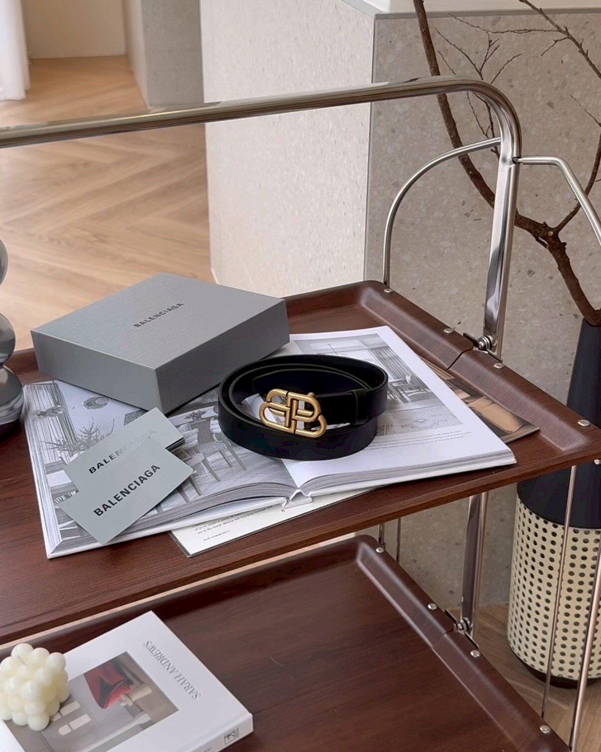 BALENCIAGA｜BB皮帶 2.5公分 黑金