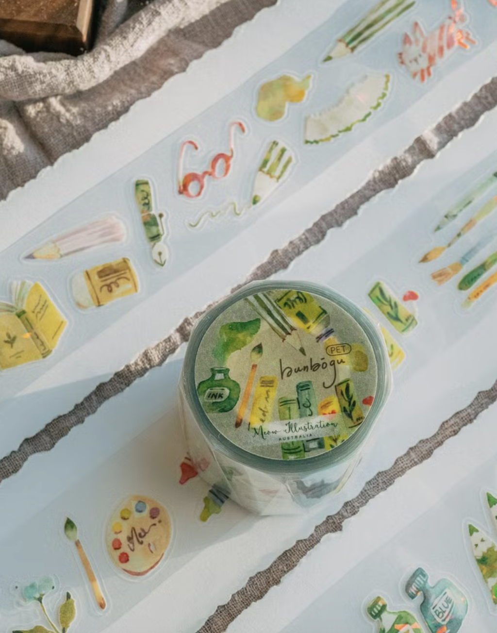 喵大 Meow illustration | 文房具 亮面貝殼光割型PET膠帶(特油加白墨含離型紙)