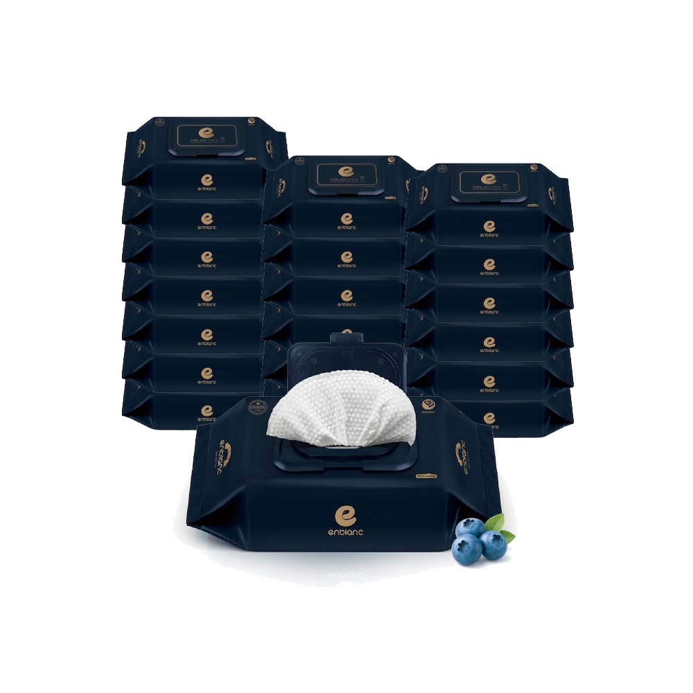 ENBLANC 銀離子抗菌｜極厚藍莓｜有蓋隨身包純水濕紙巾｜20抽20包