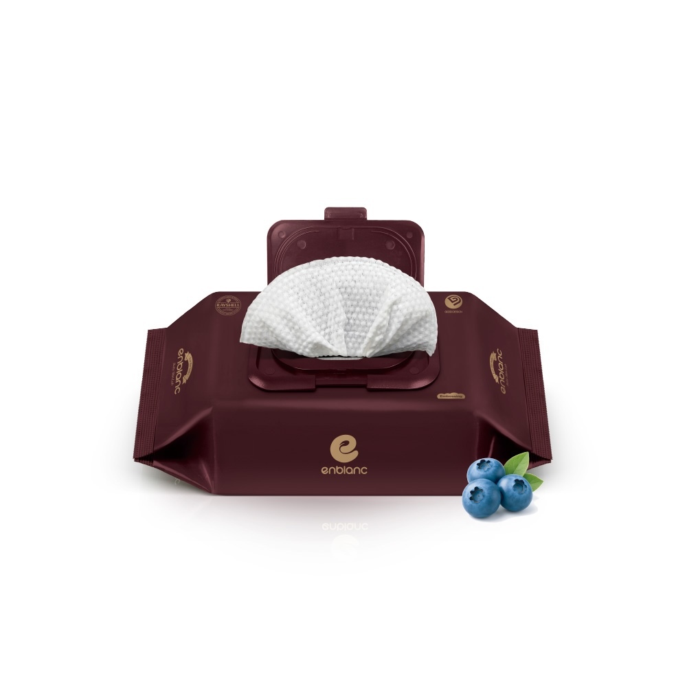 ENBLANC 銀離子抗菌｜紅絲絨極厚藍莓｜有蓋大包純水濕紙巾｜70抽