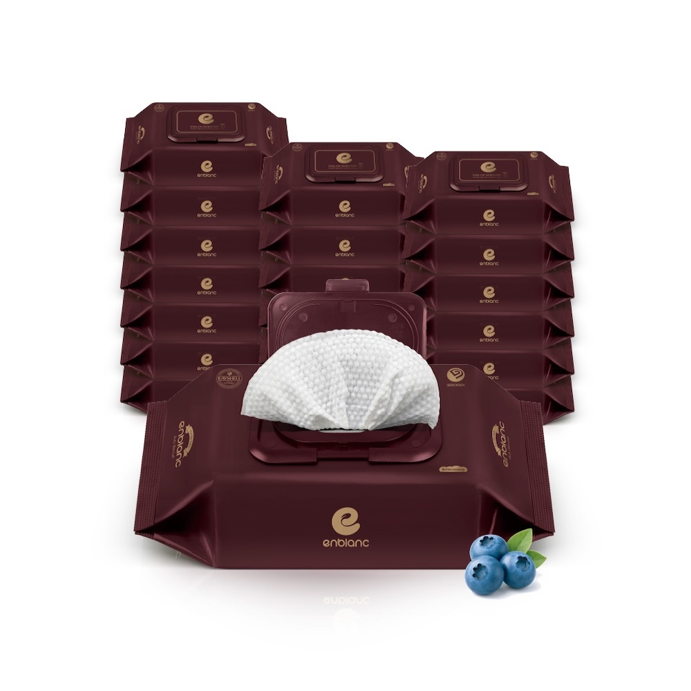 ENBLANC 銀離子抗菌｜紅絲絨極厚藍莓｜有蓋大包純水濕紙巾｜70抽20包