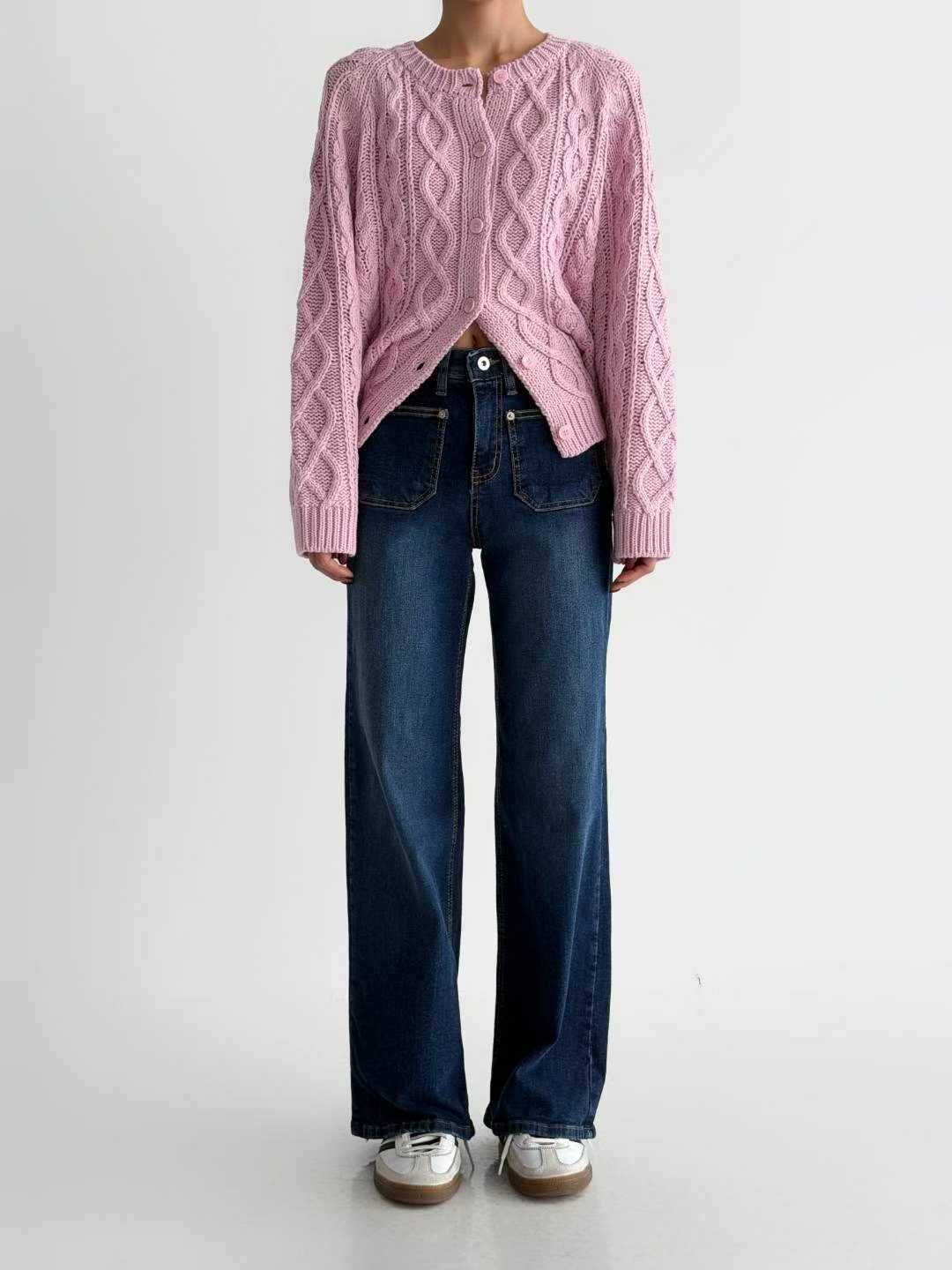 IO5107 鉚釘雙口袋洗水牛仔褲(S/M/L)