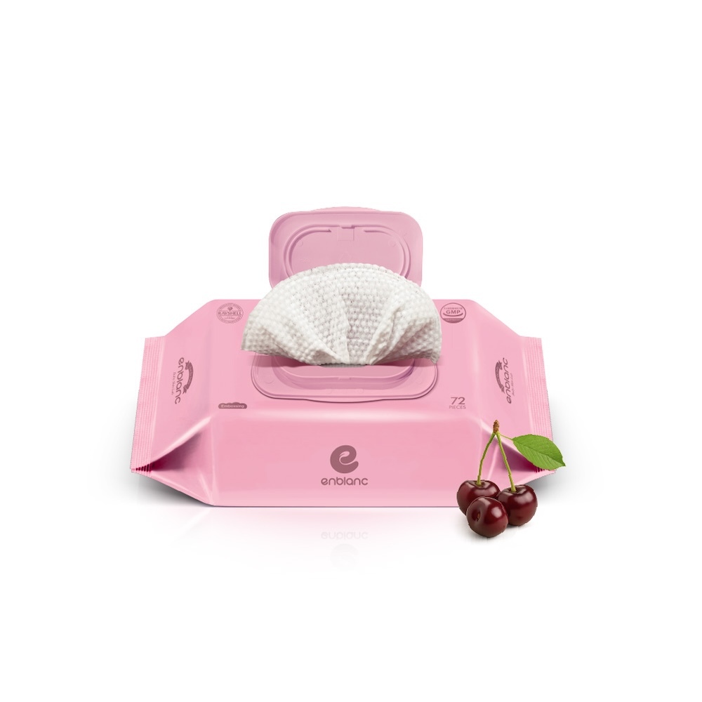 ENBLANC NEO PINK｜粉色輕柔黑櫻桃｜有蓋純水濕紙巾｜72抽