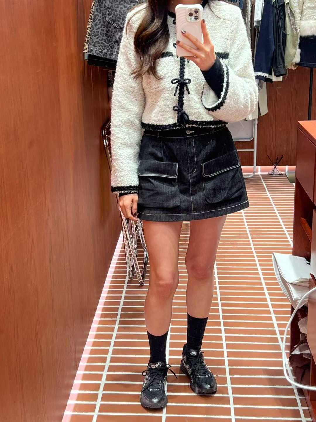 IO5133 反蓋口袋牛仔短裙(S/M/L)