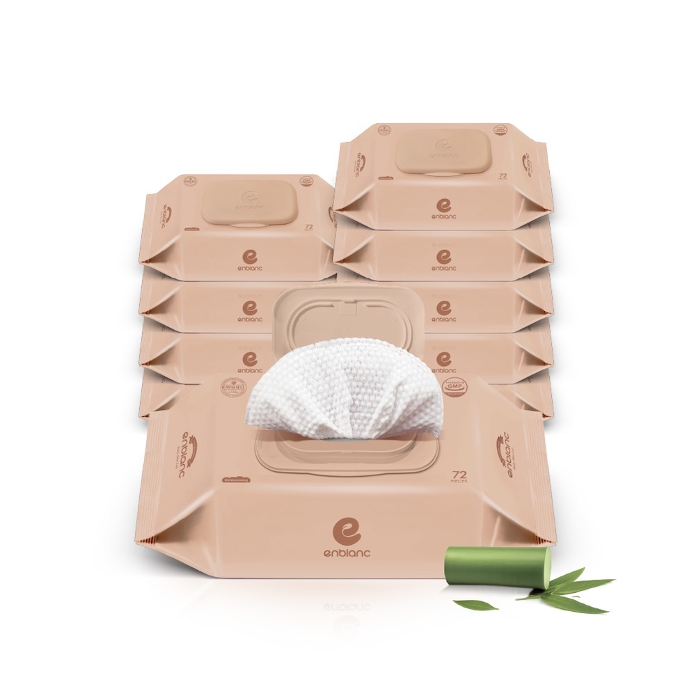 ENBLANC NEO BROWN｜棕色輕厚竹子｜有蓋純水濕紙巾｜72抽10包