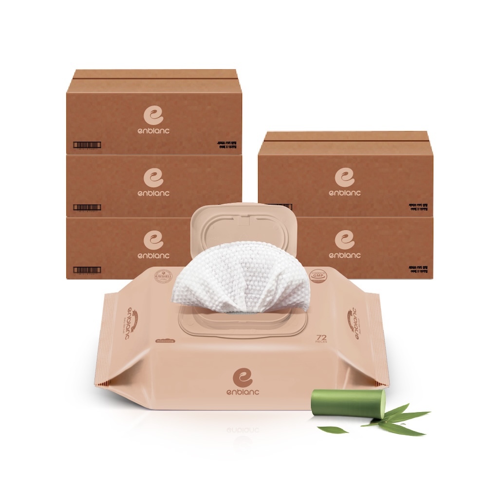 ENBLANC NEO BROWN｜棕色輕厚竹子｜有蓋純水濕紙巾｜72抽50包