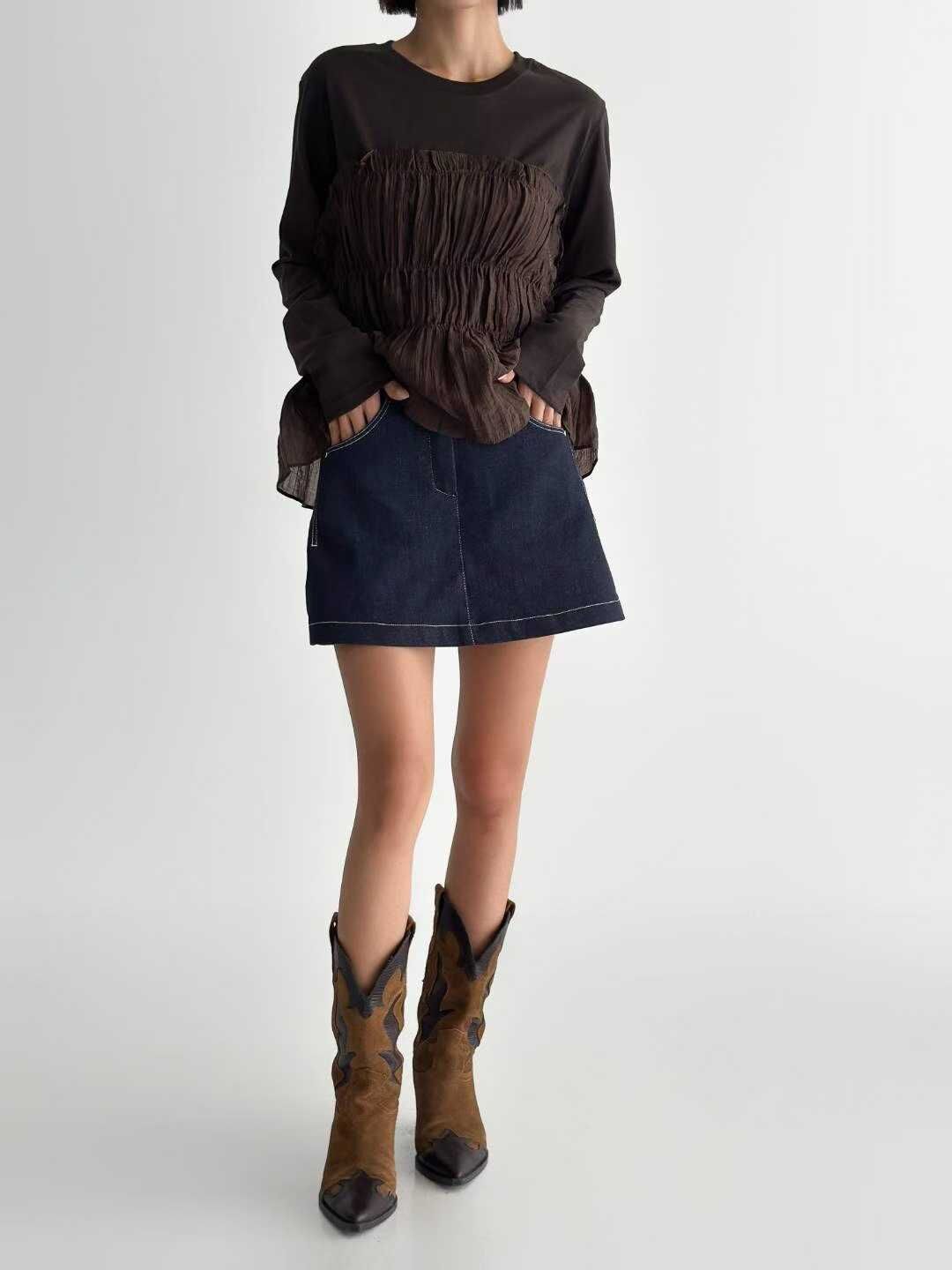 IO5132 半車線牛仔短裙(S/M/L)