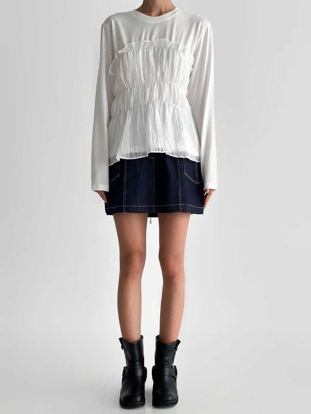 IO5128 明線工裝牛仔短裙(S/M/L)