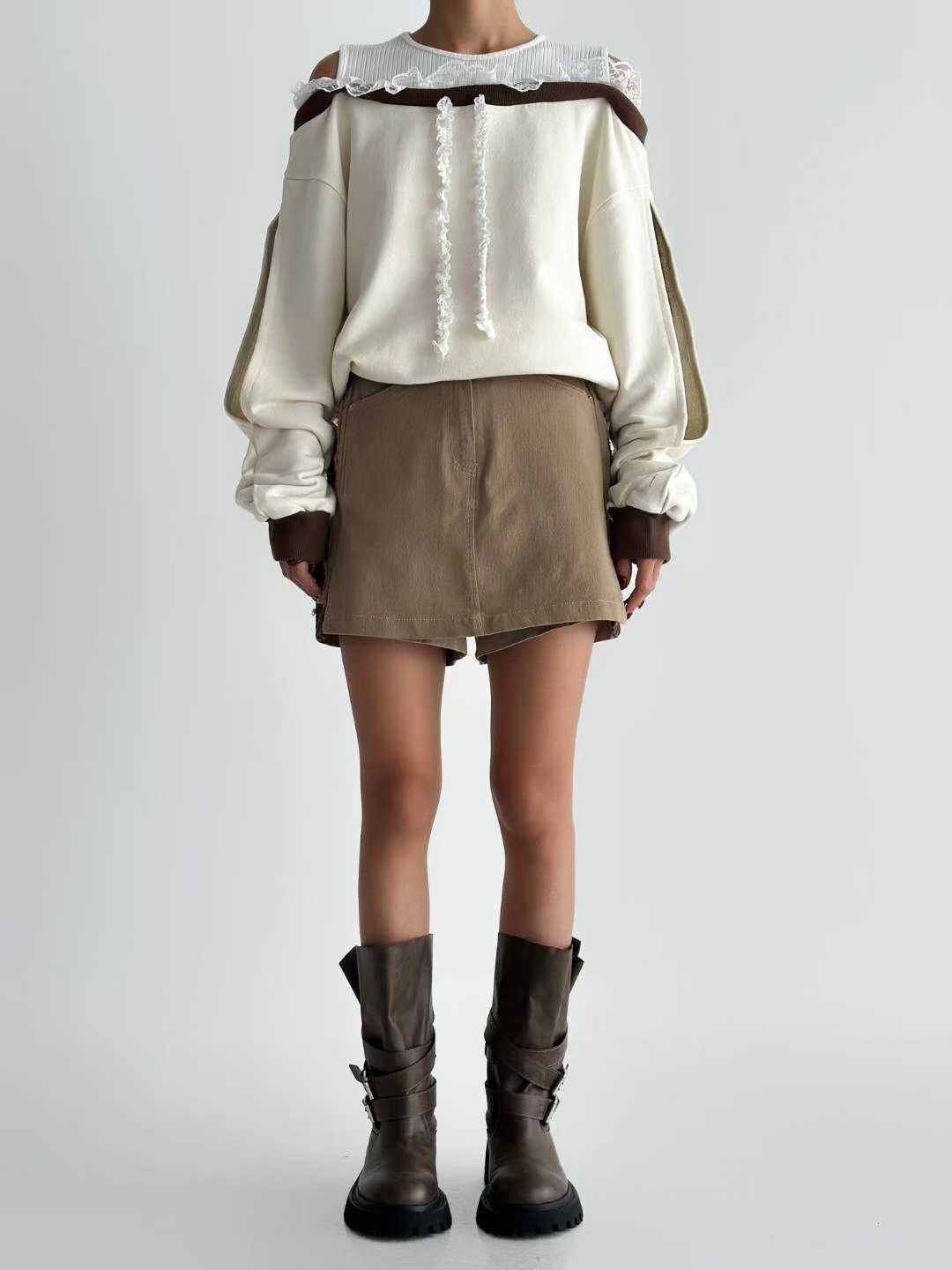 IO5144 捲邊拼接衛衣