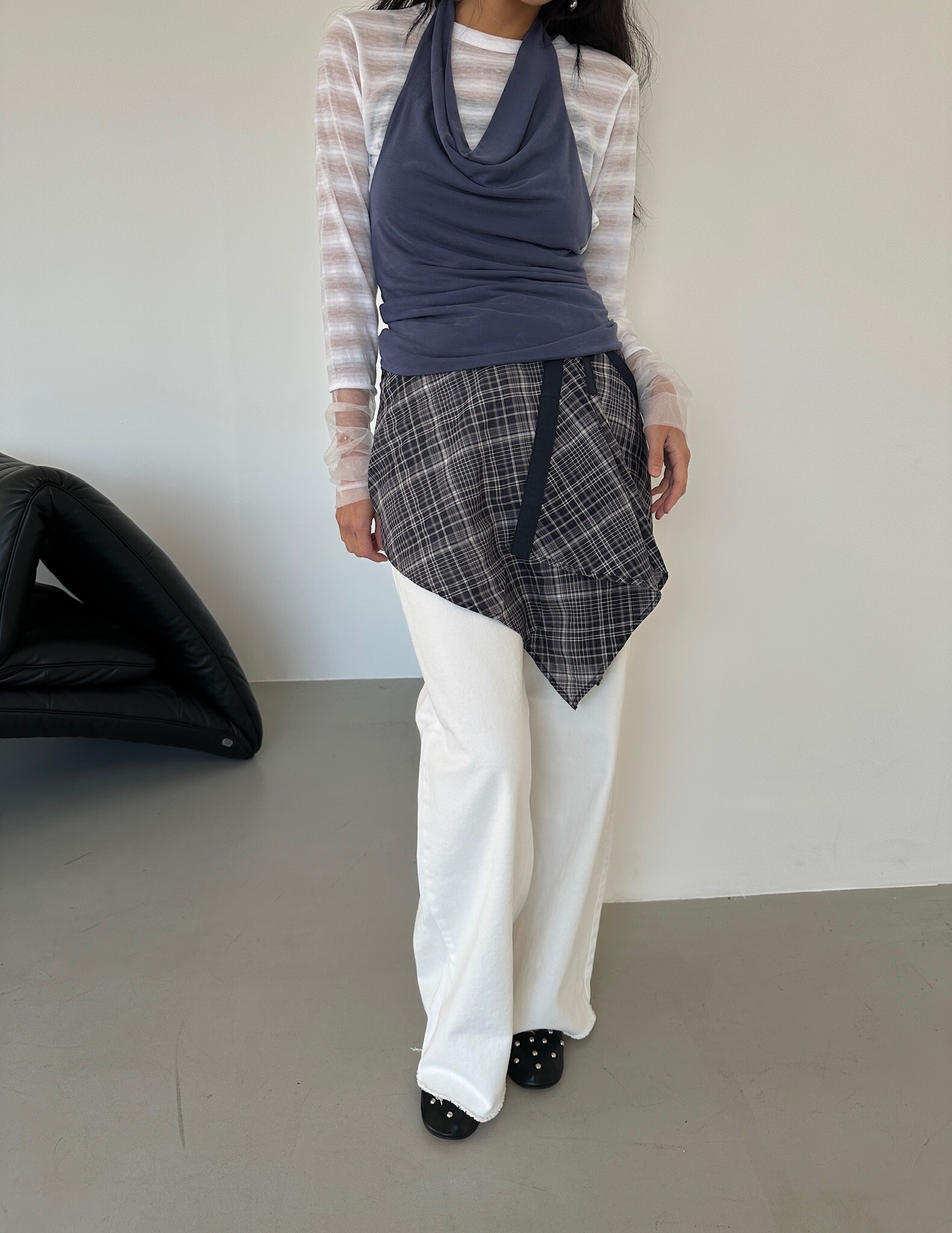 Washed silk halter vest