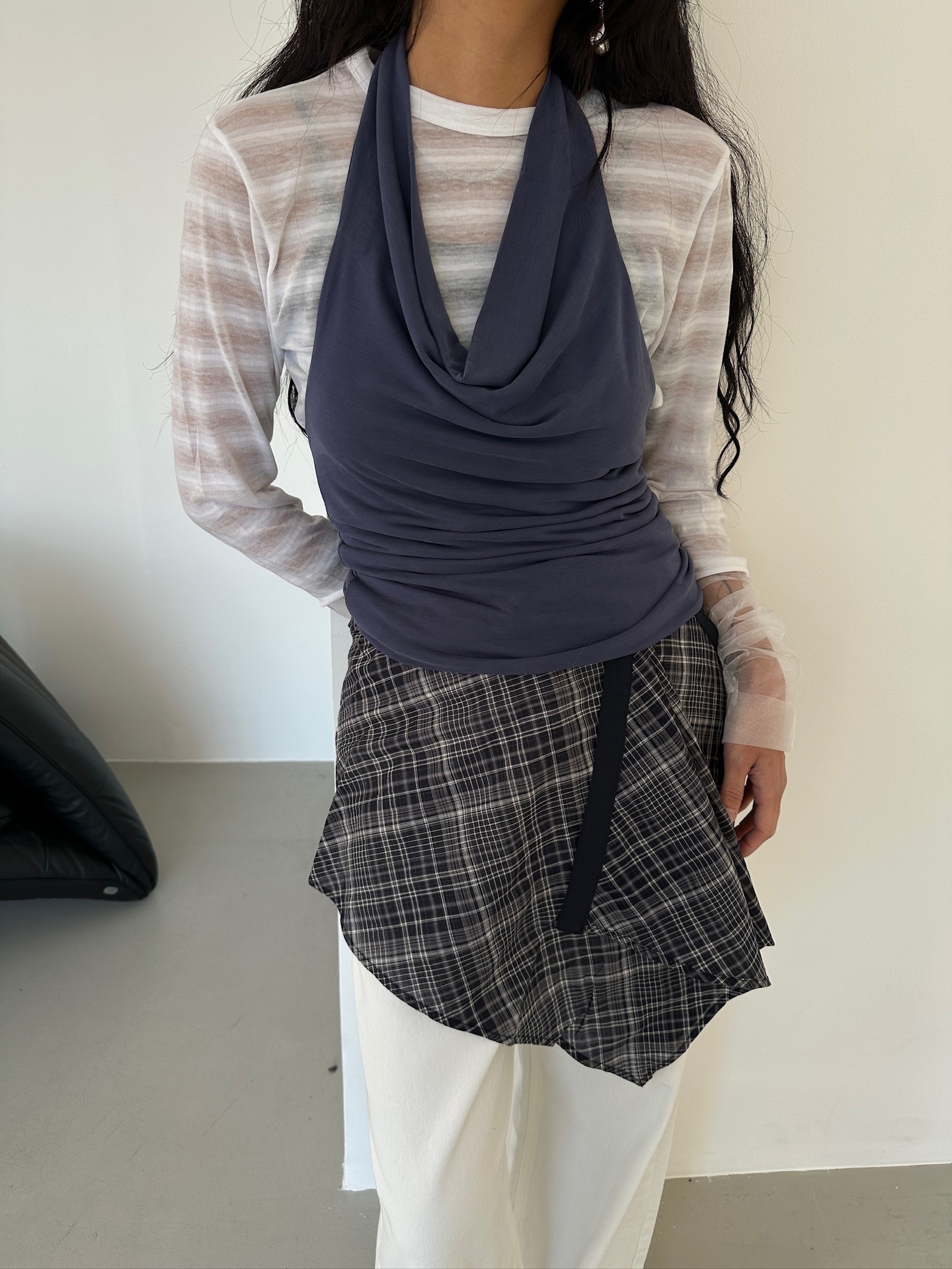 Washed silk halter vest