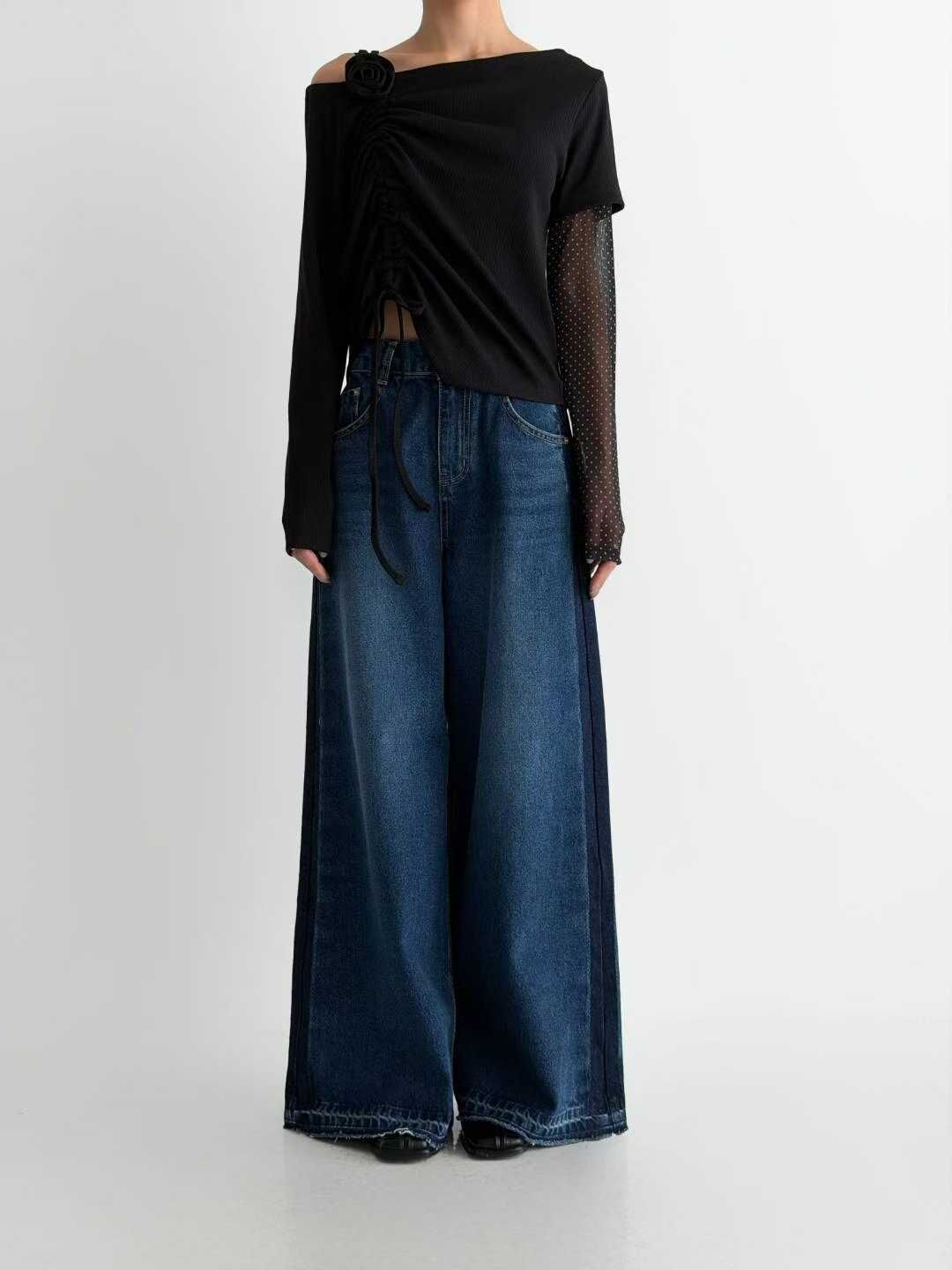 IO5106 側陰影雙色牛仔褲(S/M/L)