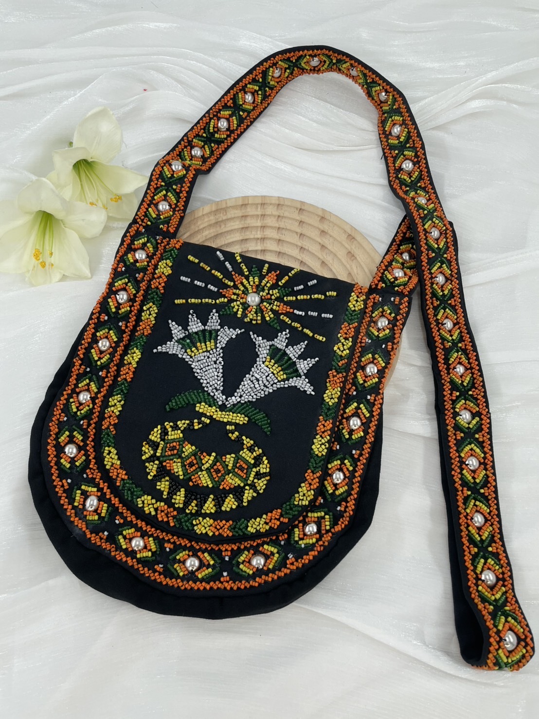 黑No.18-珠繡肩背包寬22深24長120