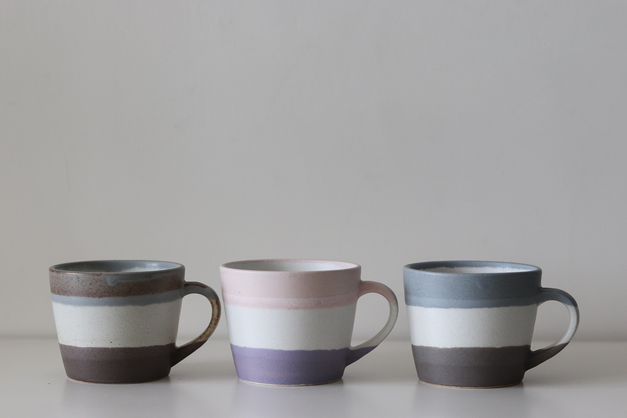 日本 美濃燒 伸光窯puro-tre 拼色橫條紋 馬克杯