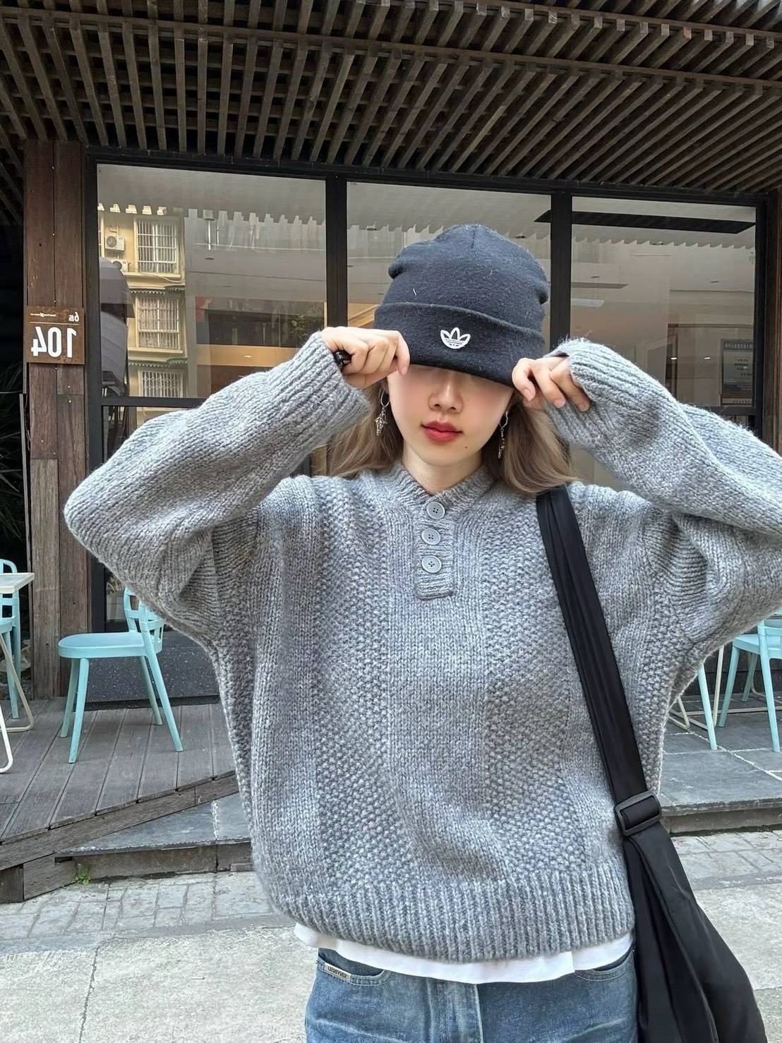 Adidas Originals FW25 連帽 寬松 長袖 針織衫 女款 KS5967