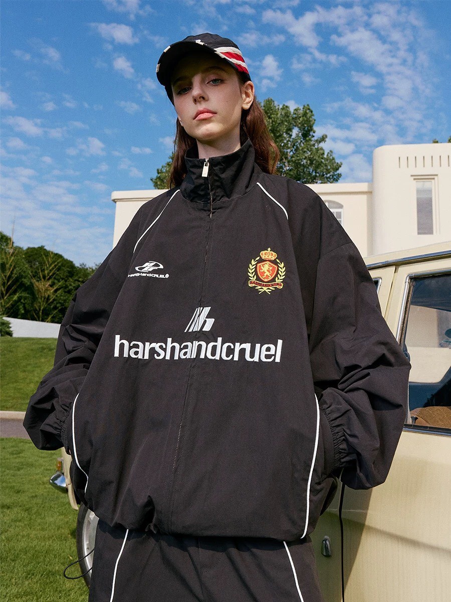 harsh and cruel 復古運動拼接刺繡夾克