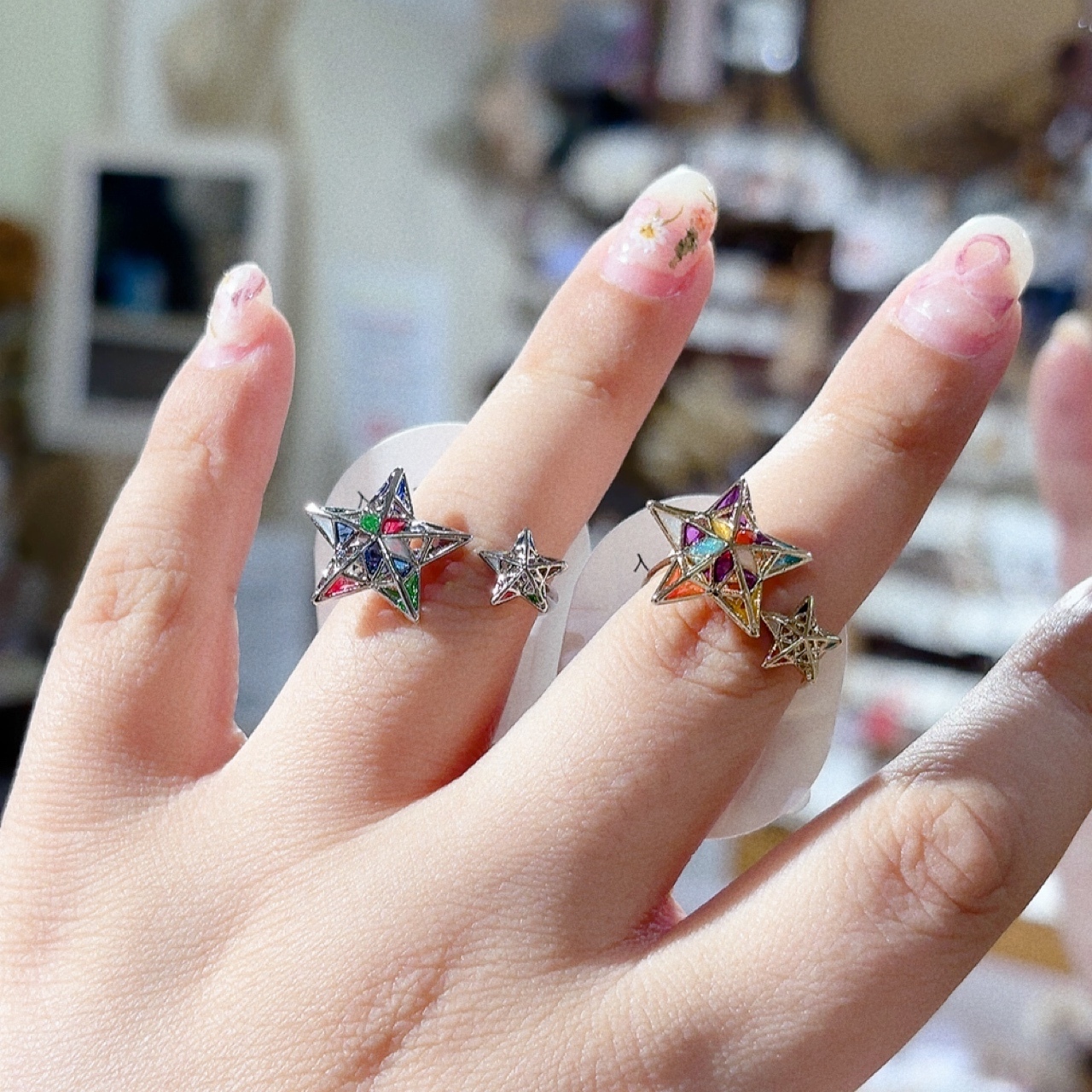 星形玻璃片戒指