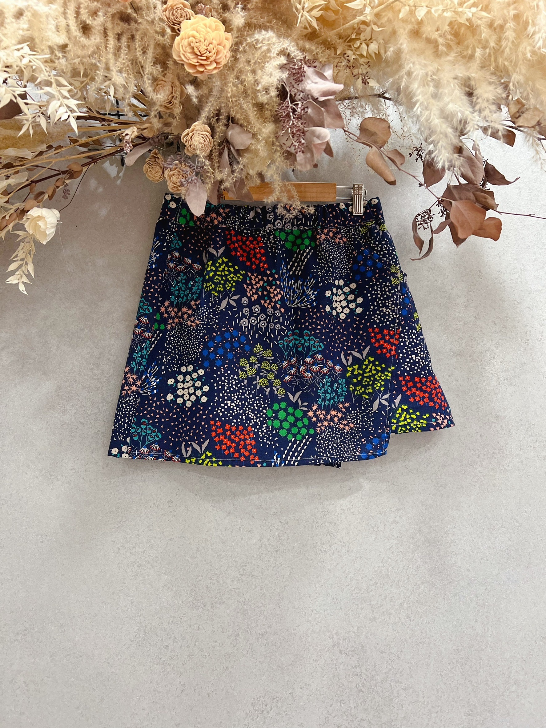 古家燙銀花束 媽咪拼接連褲短裙（M）