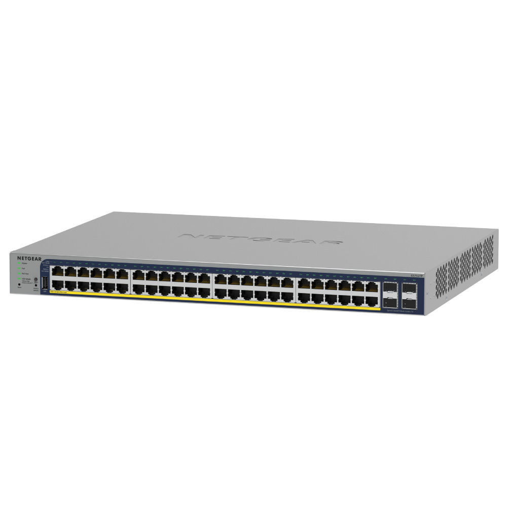 NETGEAR GS752TP 4埠光纖 + 48埠 Gigabit PoE +  智能網管交換器 總PoE瓦數 380W