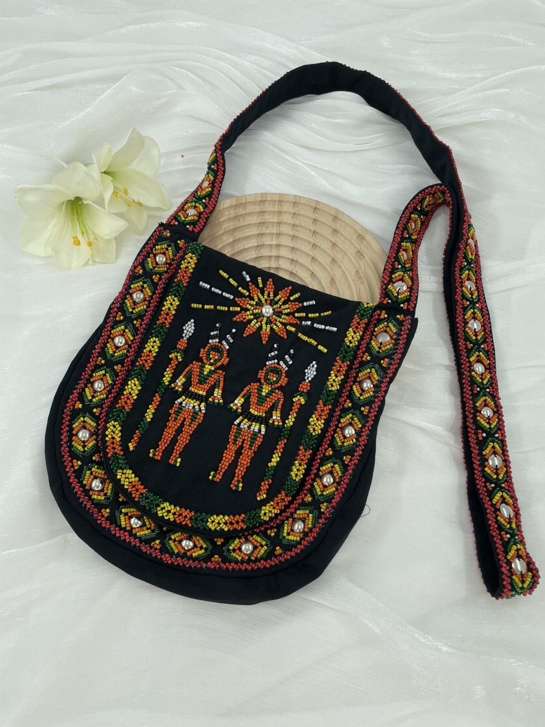 黑No.12-珠繡肩背包寬22深24長120