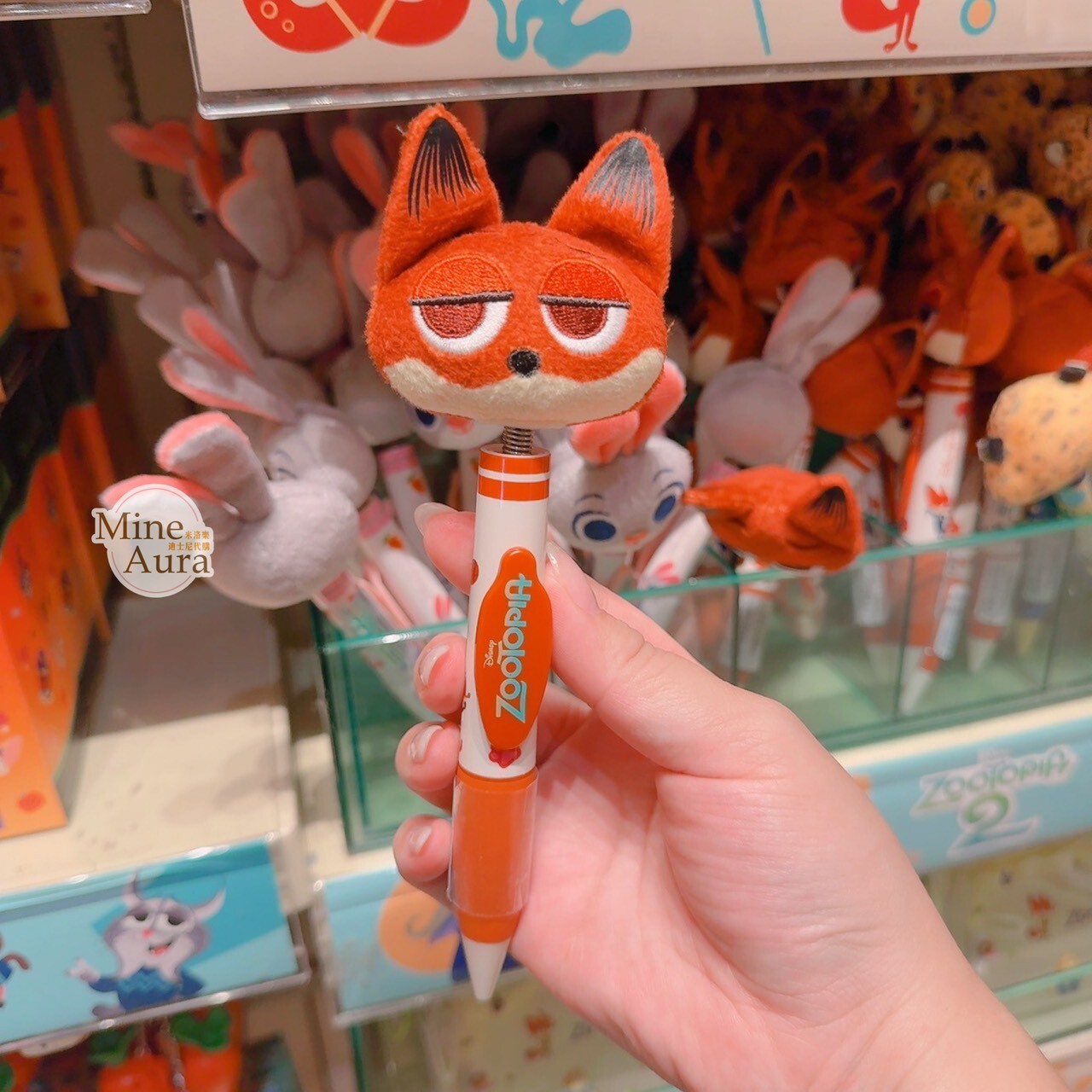 胡尼克 Nick 狐狸 絨毛大頭搖頭 圓珠筆 動物方城市 Zootopia -香港迪士尼樂園