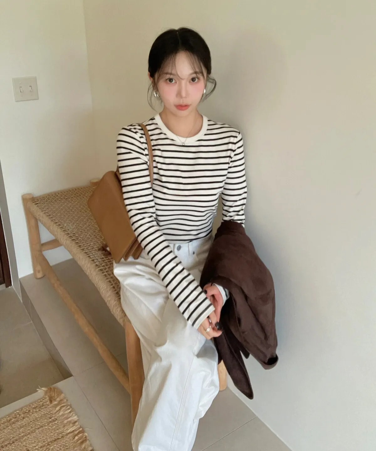 【OWN】SPAO 薄長袖 條紋 素面 薄款 長袖 內搭 單穿 秋冬新品 女生 米白 黑色 米黑條 酒紅 深藍 黑白條