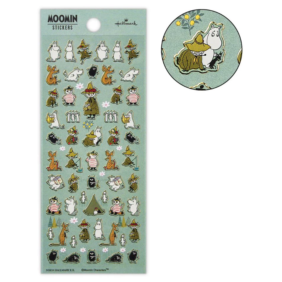 『Moomin』嚕嚕米綠色邊框貼紙