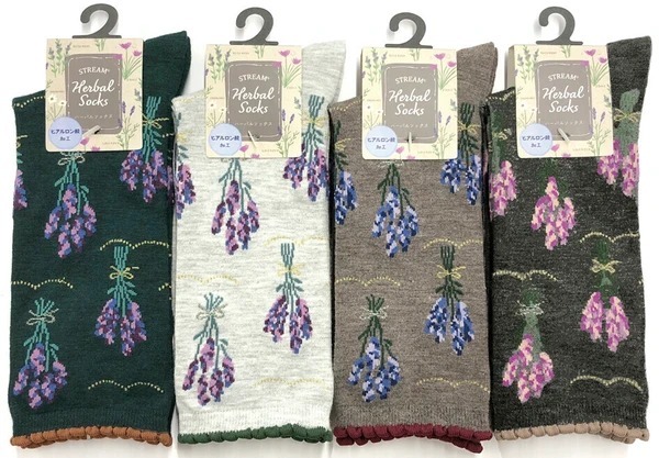 薰衣草圖案高筒襪