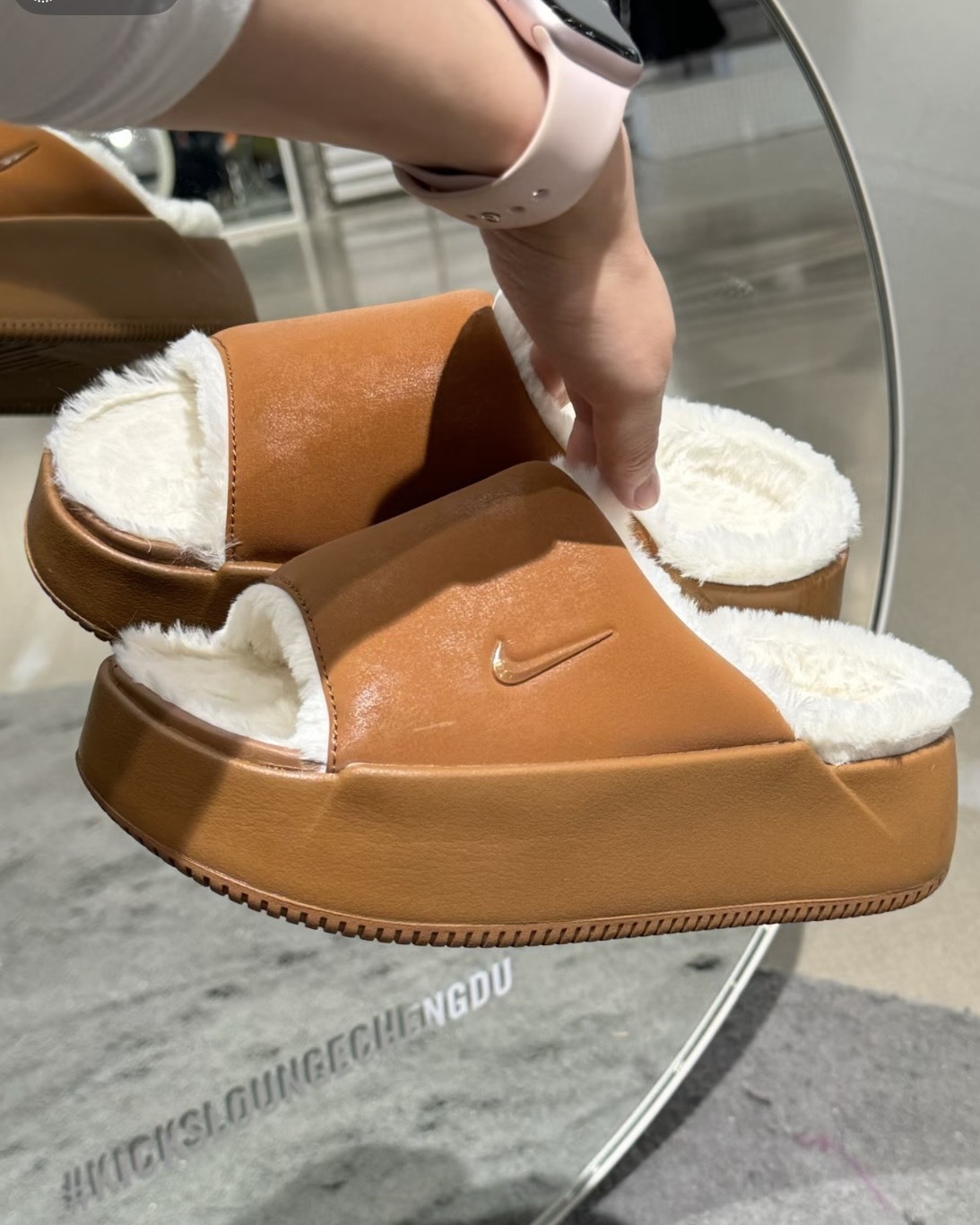 <韓國限定> Nike Calm elevation Fur 毛絨 厚底 拖鞋 3色