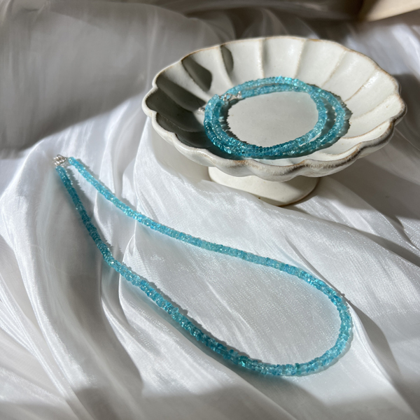 藍磷灰盤珠項鍊