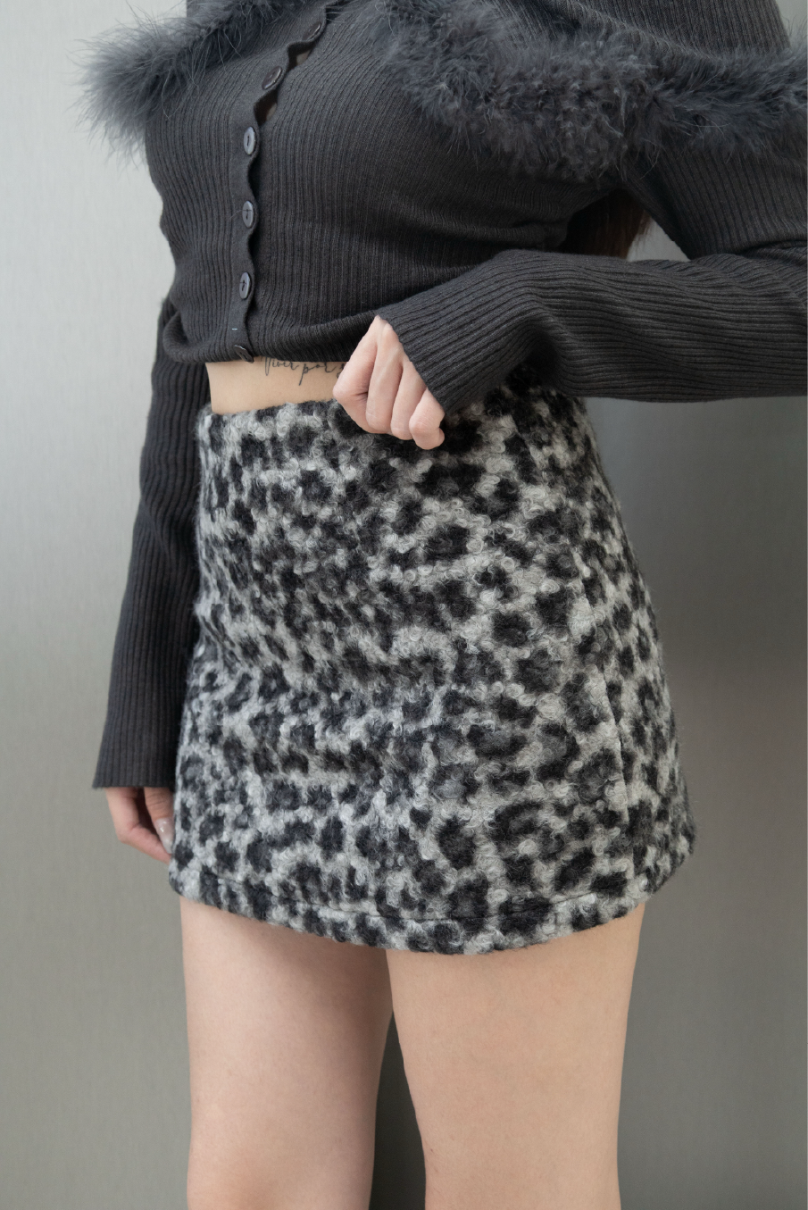 豹紋圈圈毛短裙