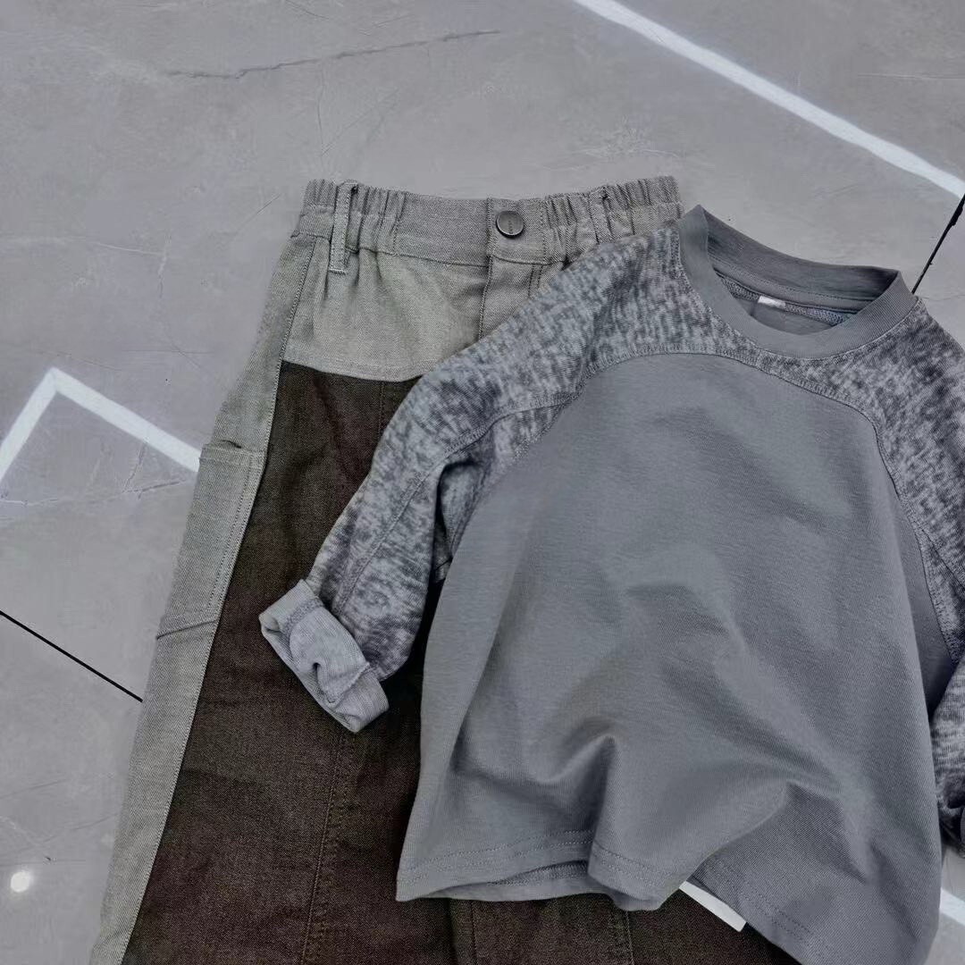 拼接灰上衣