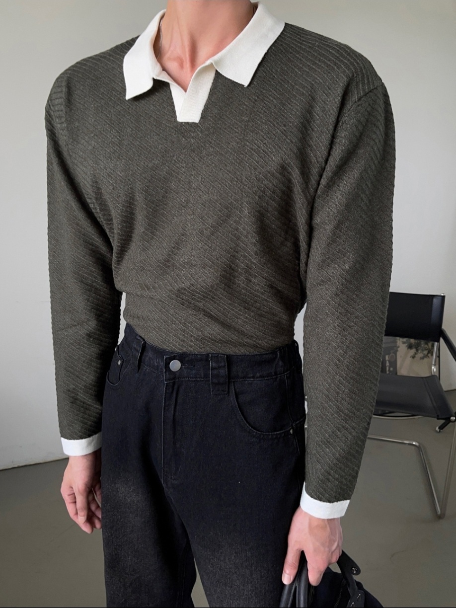 DIA 開領配色針織衫