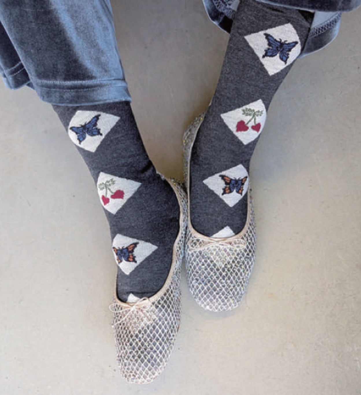 蝴蝶圖案短襪