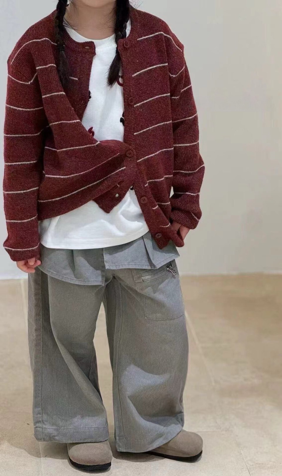 酒紅針織外套