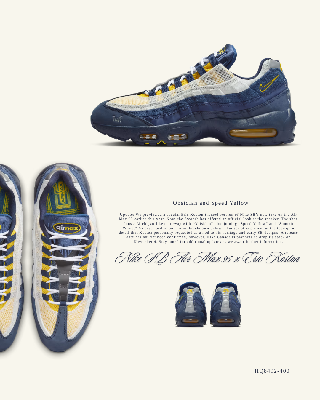 iSNEAKERS｜Eric Koston x Nike SB x Air Max 95 "Obsidian Speed Yellow" 藍白黃 HQ8492-400