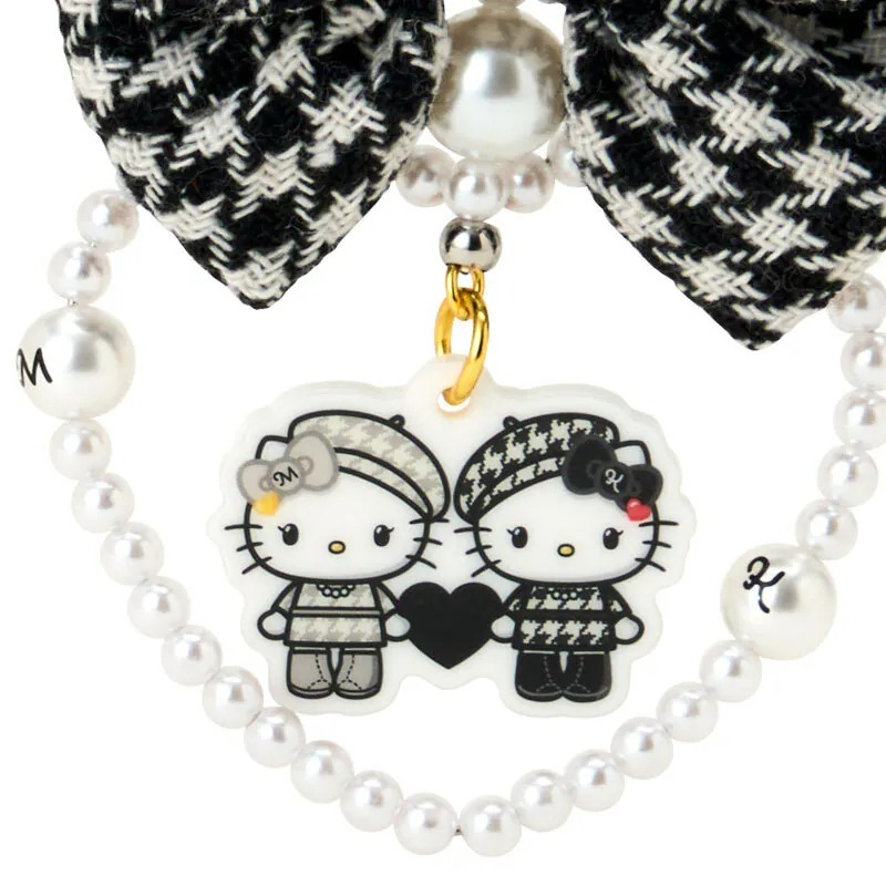 日本 Sanrio Hello Kitty 生日 單色千鳥格Twins設計系列 吊飾匙扣