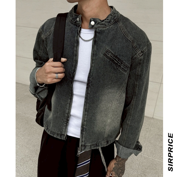 小立領牛仔外套 水洗復古 BOXY