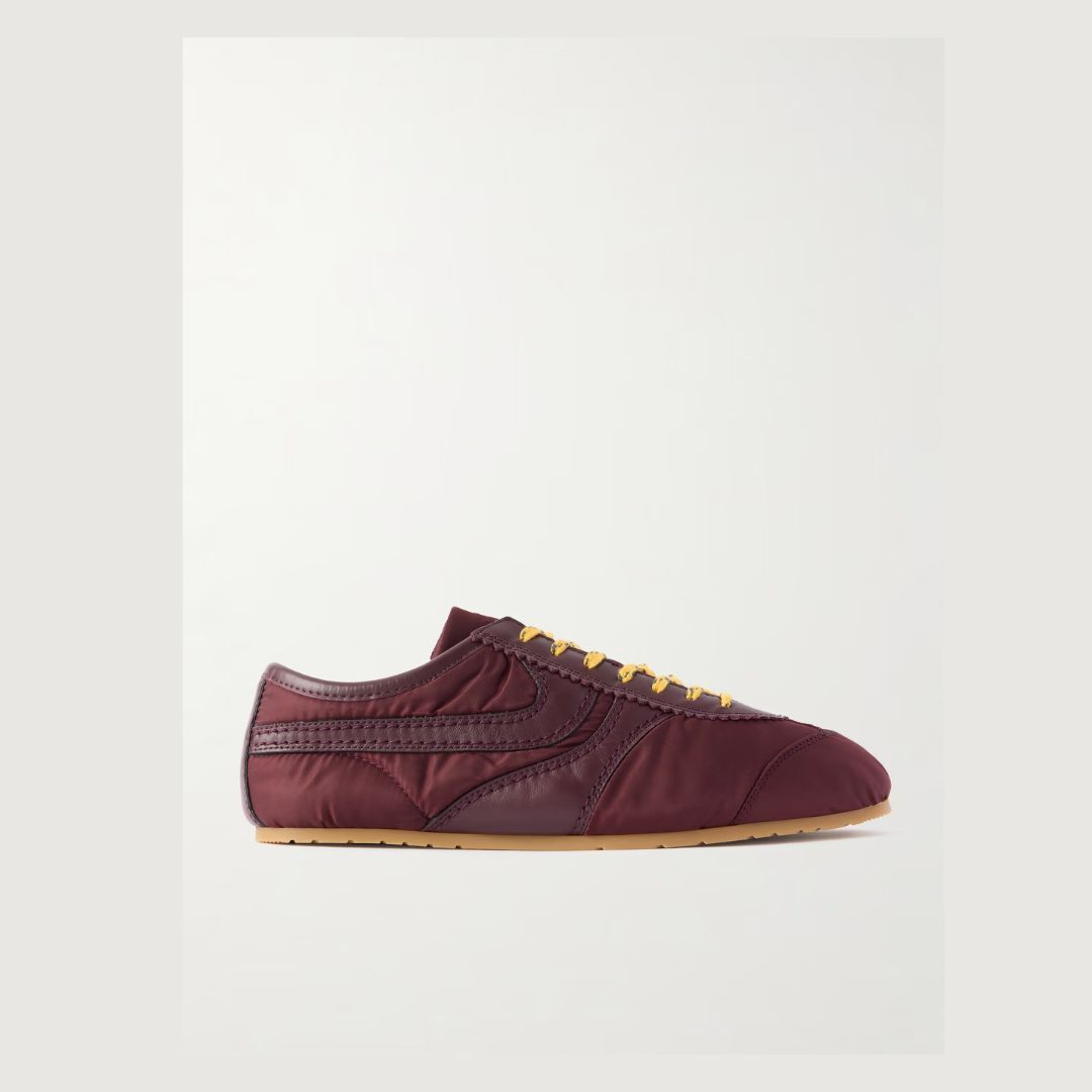 1DA1030-104 DRIES VAN NOTEN Leather-Trimmed Suede Sneakers Red (BR)