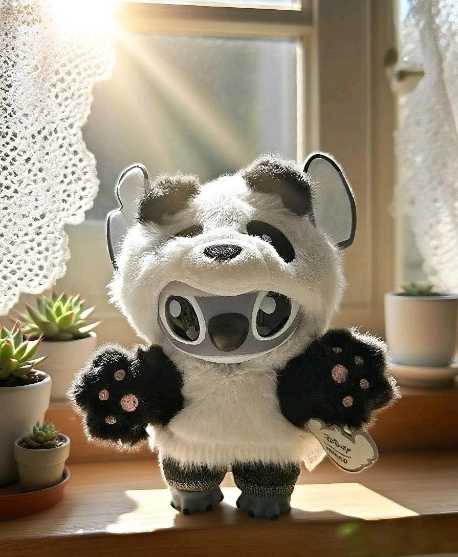 代購-<1000元左右交換禮物>MINISO x Disney/迪士尼 史迪奇 扮演熊貓 玩偶 毛絨 掛件 15.5cm