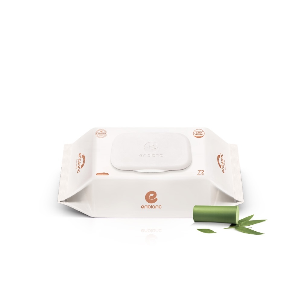 福利品｜ENBLANC NEO WHITE｜白色輕厚竹子｜有蓋純水濕紙巾｜72抽