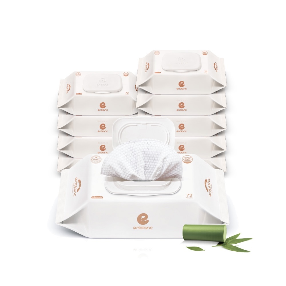 ENBLANC NEO WHITE｜白色輕厚竹子｜有蓋純水濕紙巾｜72抽10包