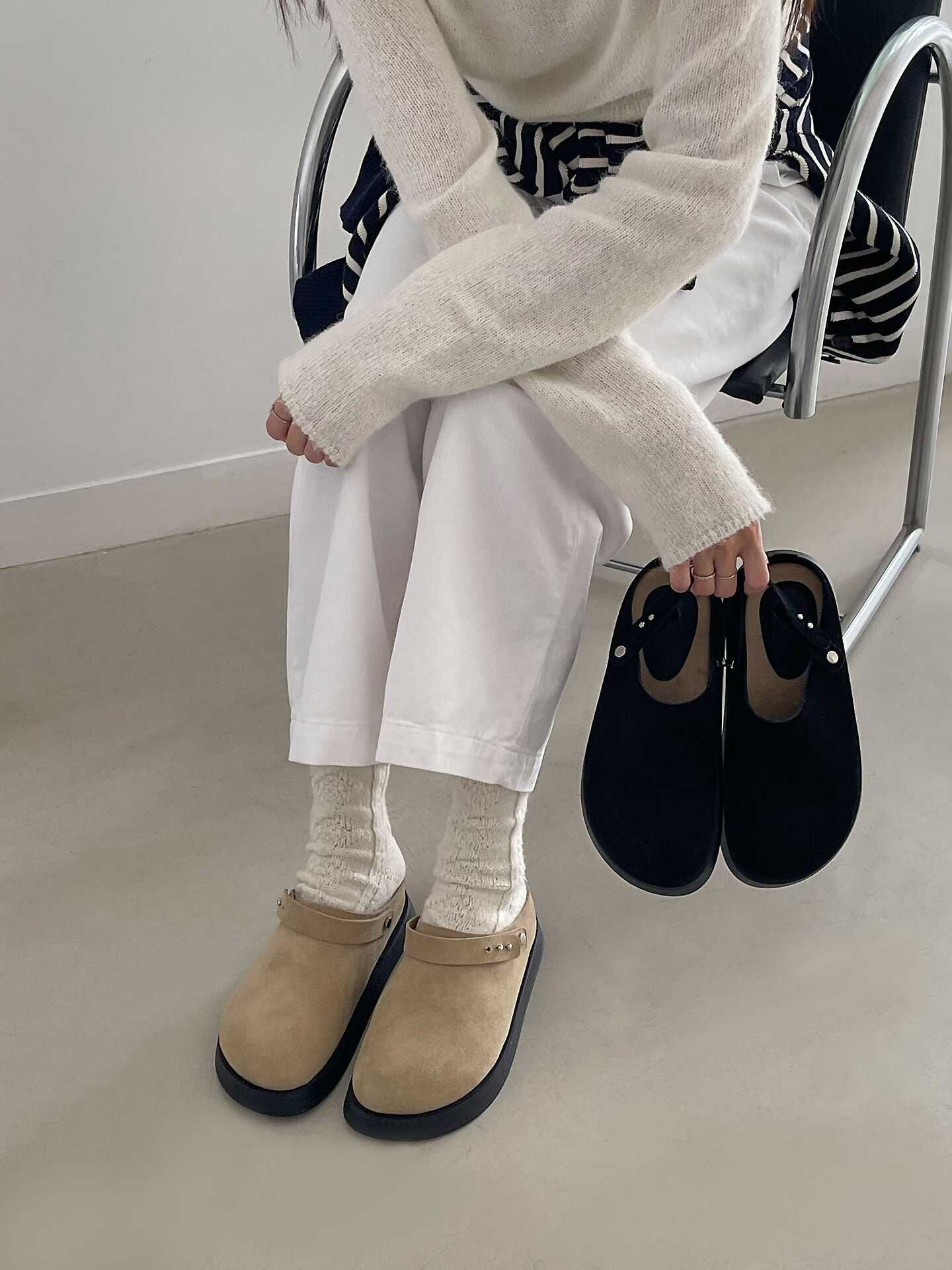 CC11 牛皮2way厚底拖鞋 *買大一碼*