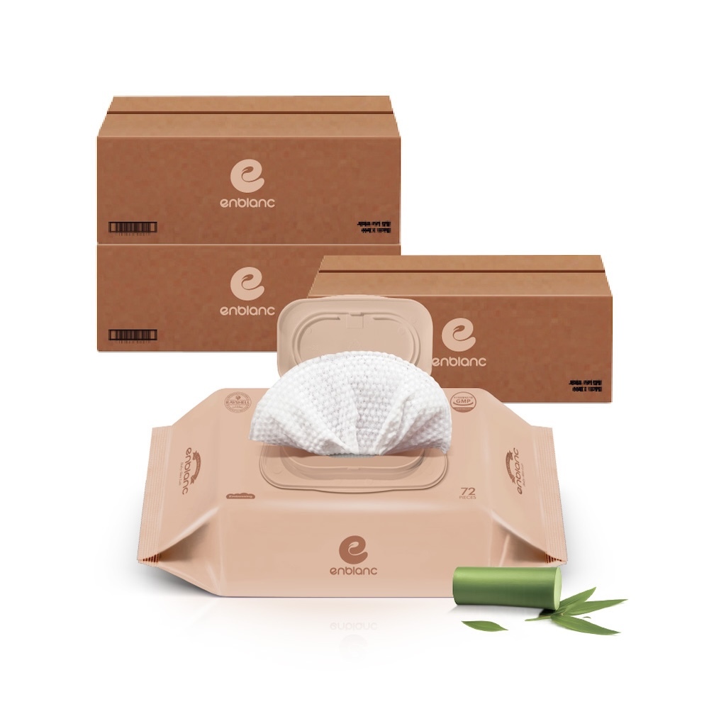 ENBLANC NEO BROWN｜棕色輕厚竹子｜有蓋純水濕紙巾｜72抽30包